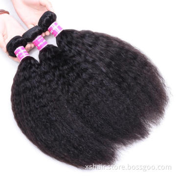 Bulk Sale 10A Kinky Straight Brazilian Yaki Hair Bundles Human Hair Weaves Unprocessed Natural Human Hair